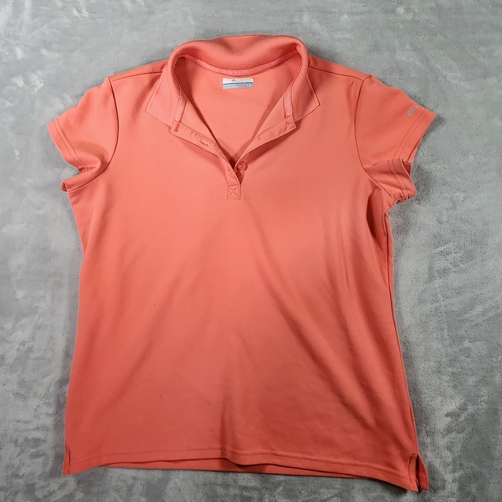 Columbia Sportswear Co Polo Women's L Coral Omni-Wick Short Sleeve Shirt Top